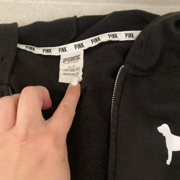 Victoria’s Secret PINK small black zip up jacket with leopard logo - Picture 3 of 3